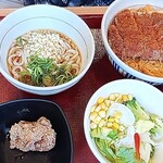 なか卯 - 料理写真:かつ丼+サラダ冷うどんセット、単品唐揚げ。