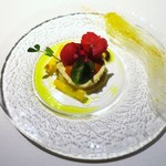 Gaucher - 鱈のブランダード　高糖度のトマトのマリネ、ピュレ、パウダー