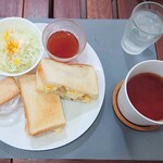 MORNING CAFE again - エビフライエッグサンドモーニングセット