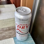 国見温泉 森山荘 - ビールはアサヒスーパードライの500ml缶
建物東側のテラスにて
