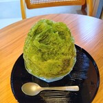 築古喫茶 - かぶせ茶かき氷(つぶあんなし)