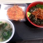 浜のかきあげや - 漬けどんセット（漁師の沖漬け丼、かき揚げ、桜えびのみそ汁）（2015.4）