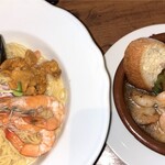 ジョリーパスタ - 料理写真:ウニの冷製パスタ、海老のアヒージョ