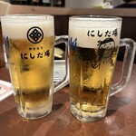 やきとり にしだ場 - 生ビールで「おつかれちゃん❤️」乾杯‼️