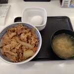吉野家 - 朝牛セット(玉子) 519円、並盛 33円(つゆだく) ♪