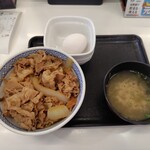 吉野家 - 朝牛セット(玉子) 519円、並盛 33円(つゆだく) ♪