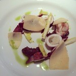 レストラン コバヤシ - 青森県産子持ちコヤリイカの温製　マッシュルームのソース