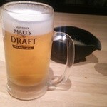 俺の魚を食ってみろ!! - (2015/4/22)生ビールはサントリーモルツ、お通しは筍の摺り流しです。