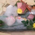 俺の魚を食ってみろ!! - (2015/4/22)俺の玉手箱(刺身7種盛)は、鰹、鮪、鯛、のどくろ、カンパチ、サーモン、ボタン海老。1種類選べる方式が無くなっていました。
