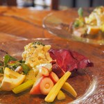 カンテラ - 前菜(真鯛のカルパッチョ、アイオリポテト、たことセロリのマリネ)