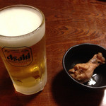 御食事処 歩成 - とり生ビールに 口取りの手羽煮込
            ２０１５年４月２２日訪問