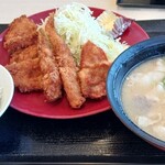 かつや - 料理写真:海老・チキンカツ・から揚げ定食（とん汁（大））