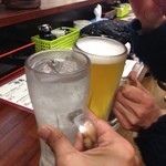 ラーメン神山 - H.27.4.22.夜 チューハイプレーン 300円 vs 生ビール 300円