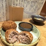 酒場シナトラ - 鴨のメンチカツの断面