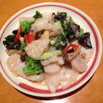 中国四川料理きりん - ホタテ貝柱紋甲イカ
      野菜のゴマソース炒め
      ２０１５年４月２４