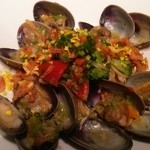 代官山ASO チェレステ - 浅利とブロッコリーのスパゲッティ 桜えびのフリットと共に(浅蜊は特別盛り)