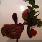 代官山ASO チェレステ - イベリコ豚の炭火焼き 新玉葱のコロッケ バルサミコとトマトペーストと共に