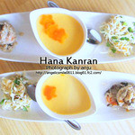 ハナカンラン - 前菜は切り干し大根サラダ、茶わん蒸し、おから煮