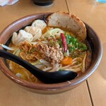 みそ屋 田所商店 - 山椒味噌ラーメン+大盛り+炙りチャーシュー1枚+海老ワンタン。