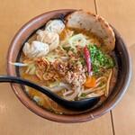 みそ屋 田所商店 - 山椒味噌ラーメン+大盛り+炙りチャーシュー1枚+海老ワンタン。