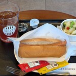 タリーズコーヒー - 料理写真:TULLY'S COFFEE 東京日本橋タワー7階店 ボールパークドッグプレーンモーニングセット 675円 アイスティーを選んで ＋ 温野菜サラダ 280円（共に税込）
