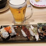 スシロー - 料理写真:創作うねぎづくし+ビール