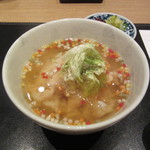 新宿割烹 中嶋 - お食事　（ヒラメの昆布締めのお茶漬け）