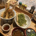天よし - 料理写真:特上天丼並1,550円　半ざる茶そば460円
