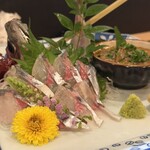 活き造りと明太なべ 小僧 - 