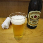 Teuchi Soba Takofuku - 瓶ビール「サッポロ赤☆」