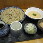 Teuchi Soba Takofuku - 「蕎麦」（大盛り、追加：味付け玉子・とろろ）