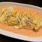 粉ひで - 新作のイカオムレツ明太子クリーム（480円）。クリームソースもたっぷり！！