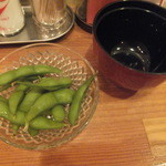 立ち飲み処ここ - セットの枝豆(2015.4.25)