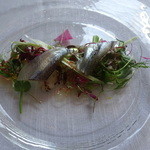 さより,とり貝, アスパラガスのインサラータ 桜の香りのヴィネグレット