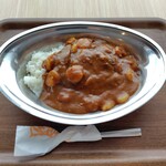 カレーショップ インデアン - 料理写真:なつぞら限定ハンバーグ(インデアンルー)+エビトッピング