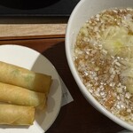 桃園茶寮 - 五目春巻と塩海老ワンタン麺