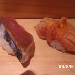 弁天山美家古寿司 - 　炙り鰹　酢洗赤貝