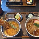 島彦本店 - 天丼セット　JPY 1,680
ネギ抜き注文ですが別皿にて提供
天丼はエビちゃんの他に
シシトウ・カボチャ・サツマイモ　バリ旨し