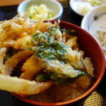 Taun Sute Shommi Sato - ミニかき揚げ丼、いけます。つゆも美味い。