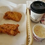 Kentakki Furaido Chikin - 骨なし味比べセット（６７０円）深炒りコーヒー（＋１７０円）です。