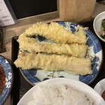 あおい食堂 - 「あおい定食」（1,980圓税込）
　肉吸ひ
　ホルモン天ぷらおまかせ三種類
　ご飯
　小鉢
　お漬物。