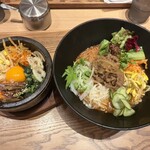 韓美膳 - 料理写真:牛カルビのビビン冷麺と石焼ビビンパのセット