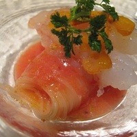 リストランテ カノビアーノ 福岡 - ボタン海老のカッペリーニ、カラスミのアクセントが最高です。