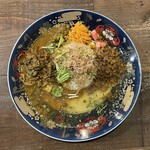ドラマチックカリー ゴールデン中崎 - 2026.08.03 (月)    ドラマチックあいがけカレー（出汁キーマ＆牛肉カレー）　1490円（税込）　ご飯軽め
