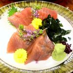 神田 本陣房 - お刺身(まぐろ､かつお)　2015.4.7