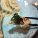 八鮮大連餃子 - ・「焼き餃子四種盛り合わせ(¥850)」の紫蘇断面。