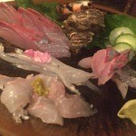 松江の味 郷土料理 出雲 川京 - チヌ鯛、白魚、鯵、ヒラマサ、サザエのお造り