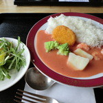 Nanakamado - 期間限定さくらカレー。ピンク色なのに、味は普通の辛いかれーでびっくり！でも美味しかったです☆
