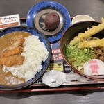 資さんうどん - 料理写真:冷やし担々しあわせセット +ミニぼた餅 ミニ豚カツカレー変更 1,068円