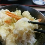 ほの香 - 抹茶塩がかかったえびの天丼